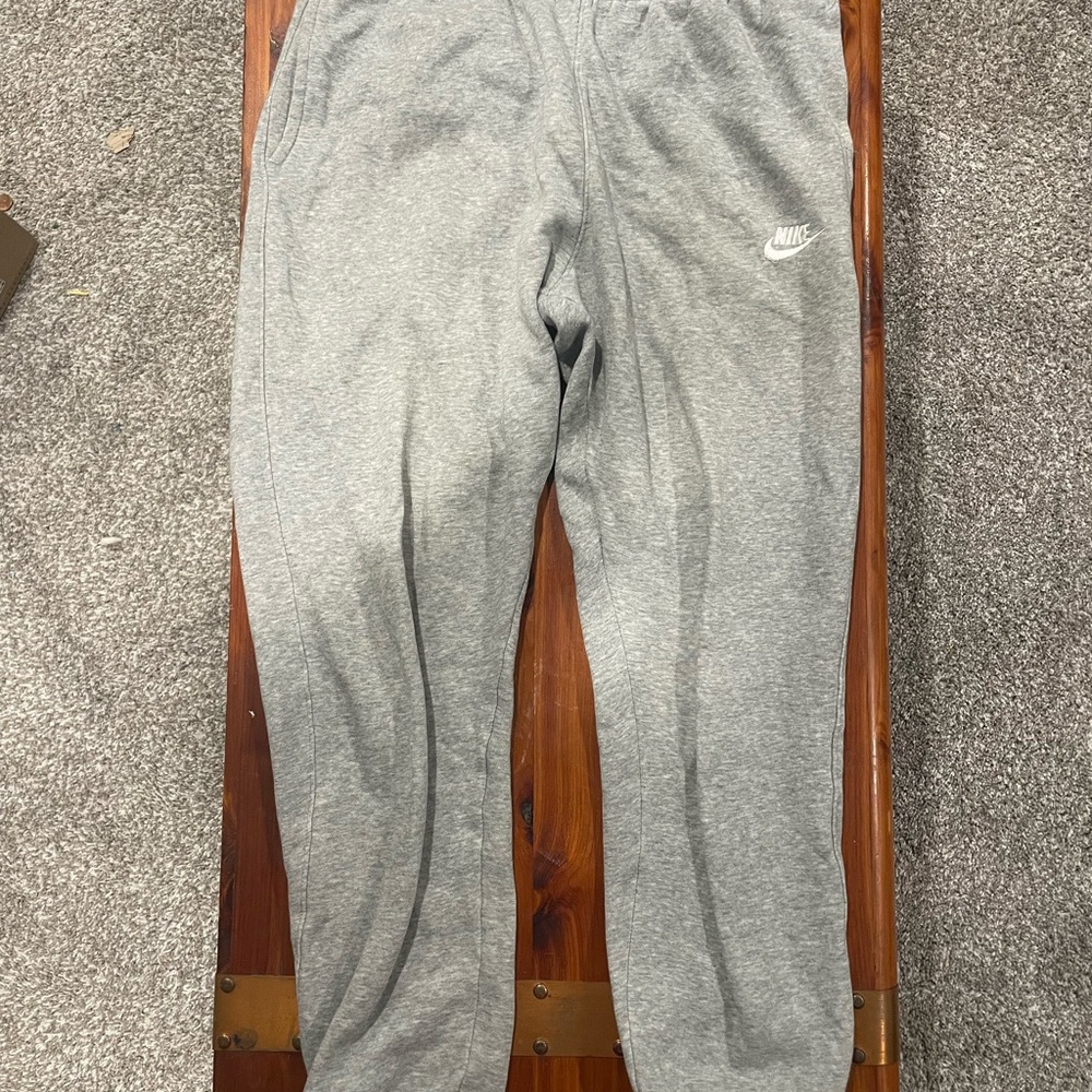 Nike Gray Cotton-Blend Sweatpants Tapered Fit